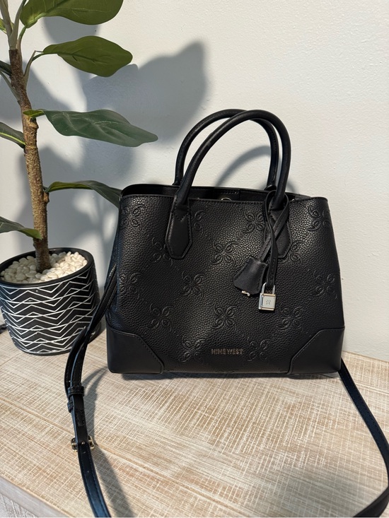 Nine West Handbags - Nine West Black Embossed Satchel with Detachable Strap